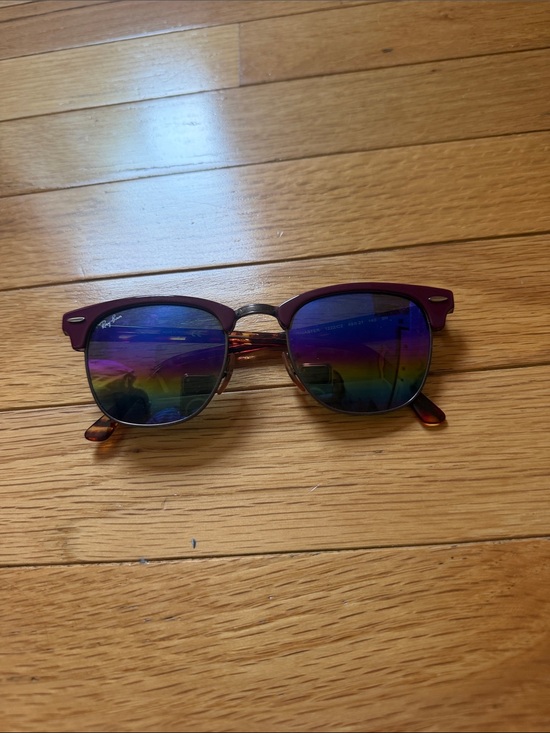 Ray-Ban Accessories - Ray-Ban Purple Top Clubmaster Sunglasses with Mirrored Multi-Color Lenses